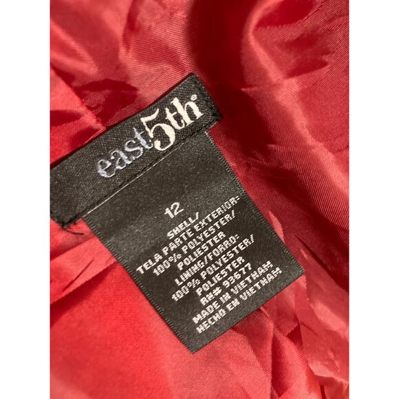 East 5th Red Quilted Jacket Women’s Size 12 Large Zip-Up Coat - Picture 3 of 4